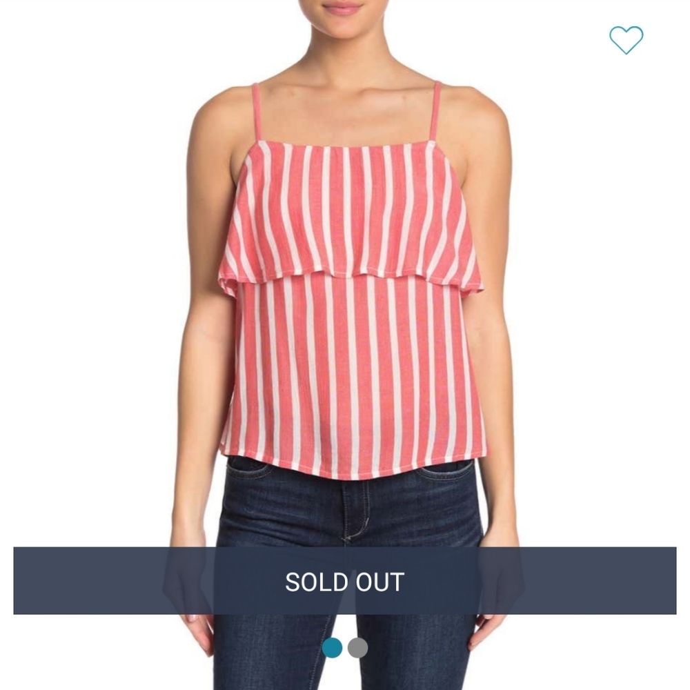Abound NWT tiered tank top, coral and white, small - Picture 5 of 8